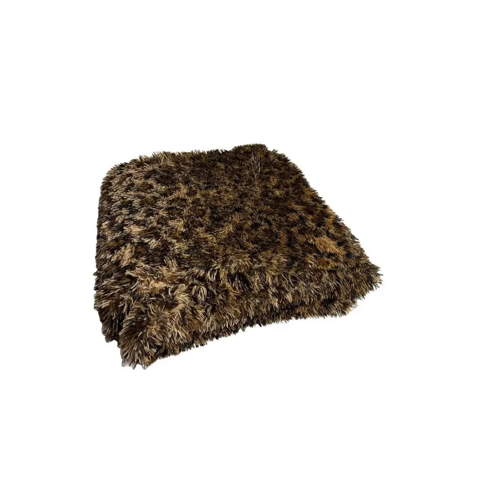 Animal Print Shaggy Faux Fur King Duvet Cover Brown Tan Reversible Zip Leopard